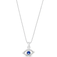 Sterling Silver Cubic Zirconia Evileye Necklace
