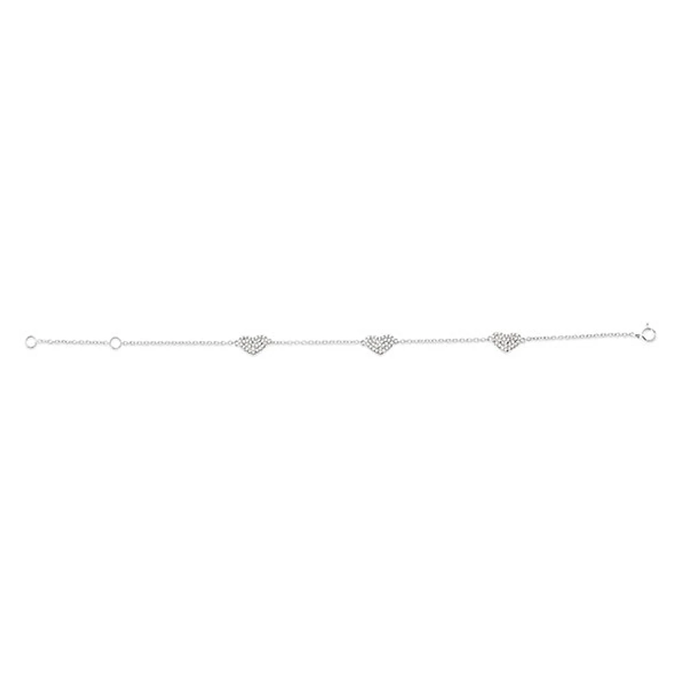 Sterling Silver Cubic Zirconia Heart Bracelet 145005