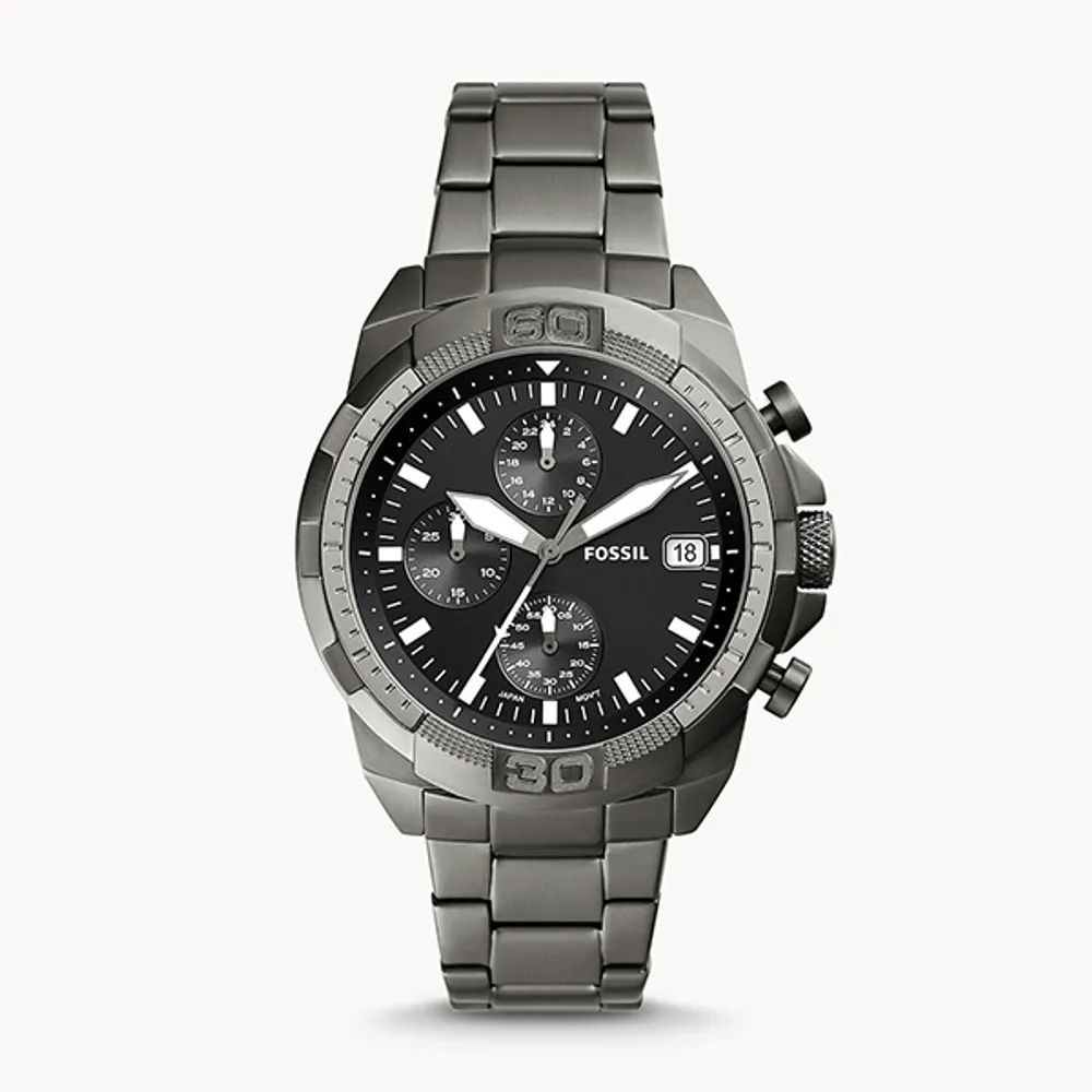 Fossil Bronson Chronograph Smoke Stainless Steel Watch 147097
