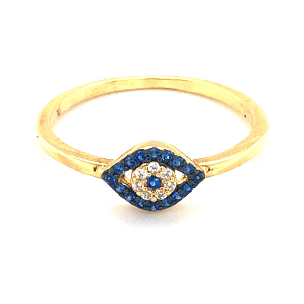 Gold Plated Sterling Silver Cubic Zirconia Evil Eye Ring 139427