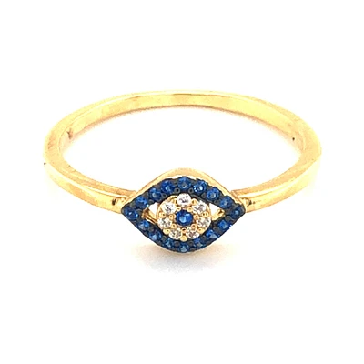 Gold Plated Sterling Silver Cubic Zirconia Evil Eye Ring 139427