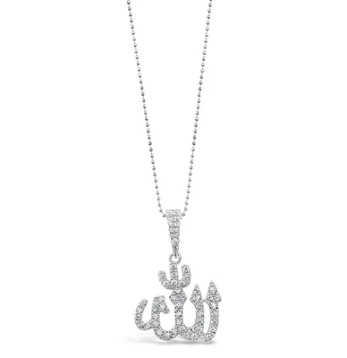 Sterling Silver Cubic Zirconia Allah Necklace 142548