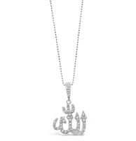Sterling Silver Cubic Zirconia Allah Necklace 142548