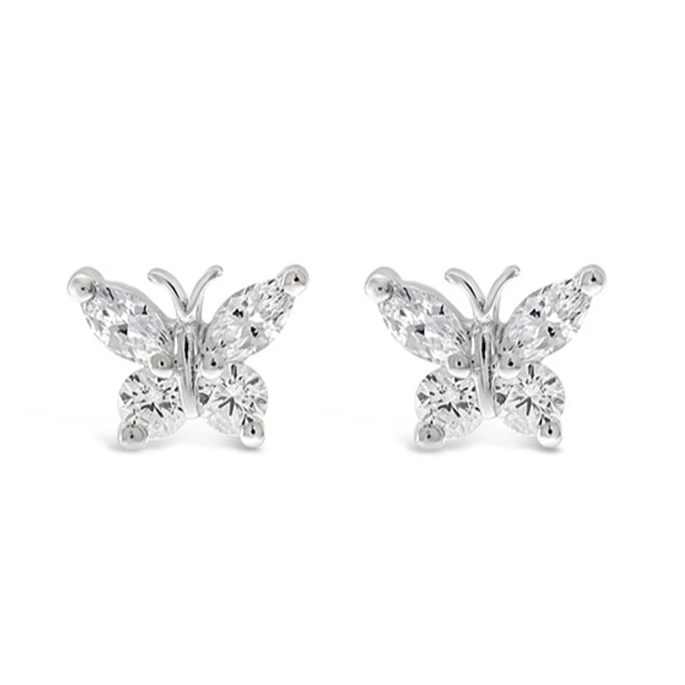 Sterling Silver Cubic Zirconia Butterfly Earrings