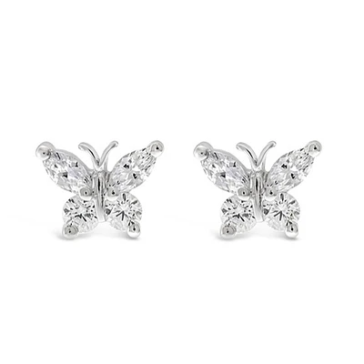 Sterling Silver Cubic Zirconia Butterfly Earrings