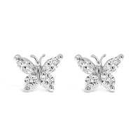 Sterling Silver Cubic Zirconia Butterfly Earrings