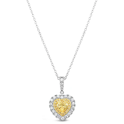 Sterling Silver Yellow Heart Cubic Zirconia Necklace 153481