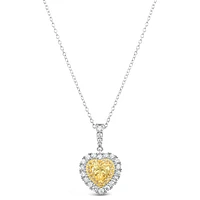 Sterling Silver Yellow Heart Cubic Zirconia Necklace 153481