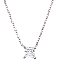 Sterling Silver Cubic Zirconia Princess Cut 5mm Necklace 143476
