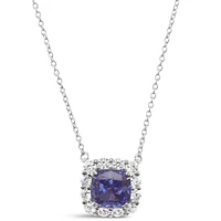 Sterling Silver Sapphire Cubic Zirconia Necklace 147498
