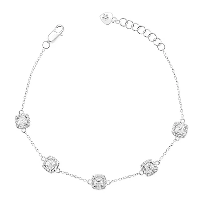 Sterling Silver Cubic Zirconia Square Bracelet 146679