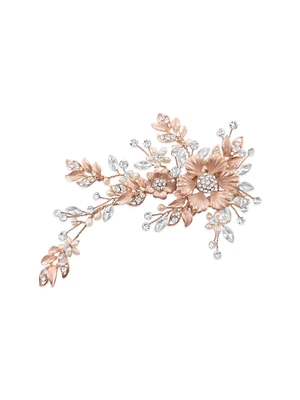 Bridal Rose Gold Flower Hair Clip 137612
