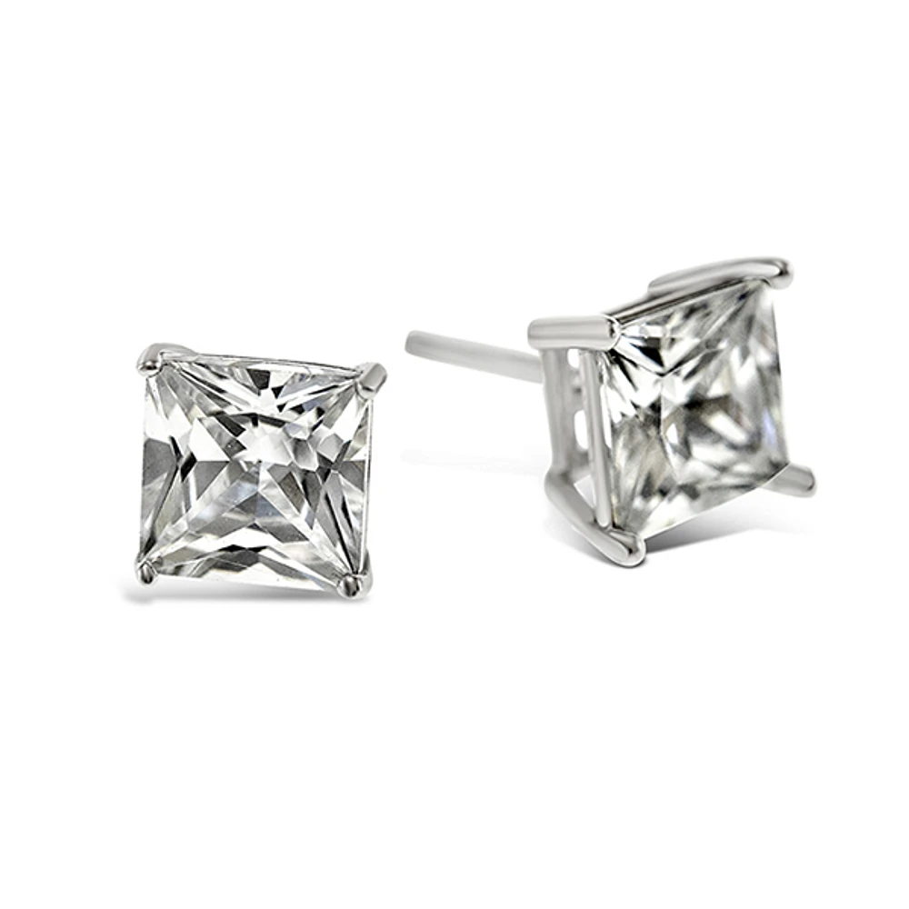 Sterling Silver Cubic Zirconia Square 5mm Studs 9001467