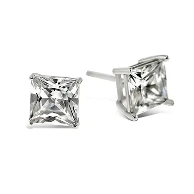 Sterling Silver Cubic Zirconia Square 5mm Studs 001467