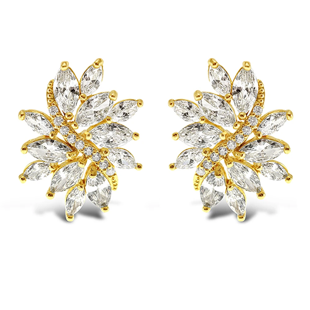 Gold Cubic Zirconia Stud Earrings 142889