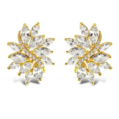 Gold Cubic Zirconia Stud Earrings 142889