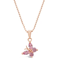 Rosegold Plated Sterling Silver Cubic Zirconia Butterfly Necklace 143354