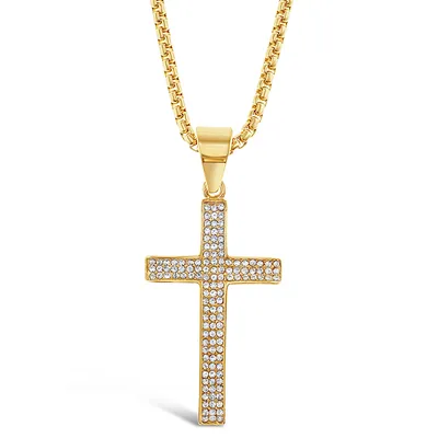 Stainless Steel Gold Cross Necklace 136324