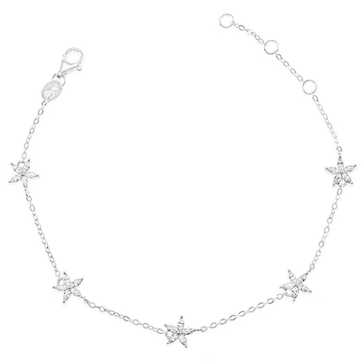 Sterling Silver Flower Cubic Zirconia Bracelet 153062