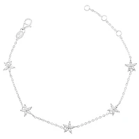 Sterling Silver Flower Cubic Zirconia Bracelet 153062