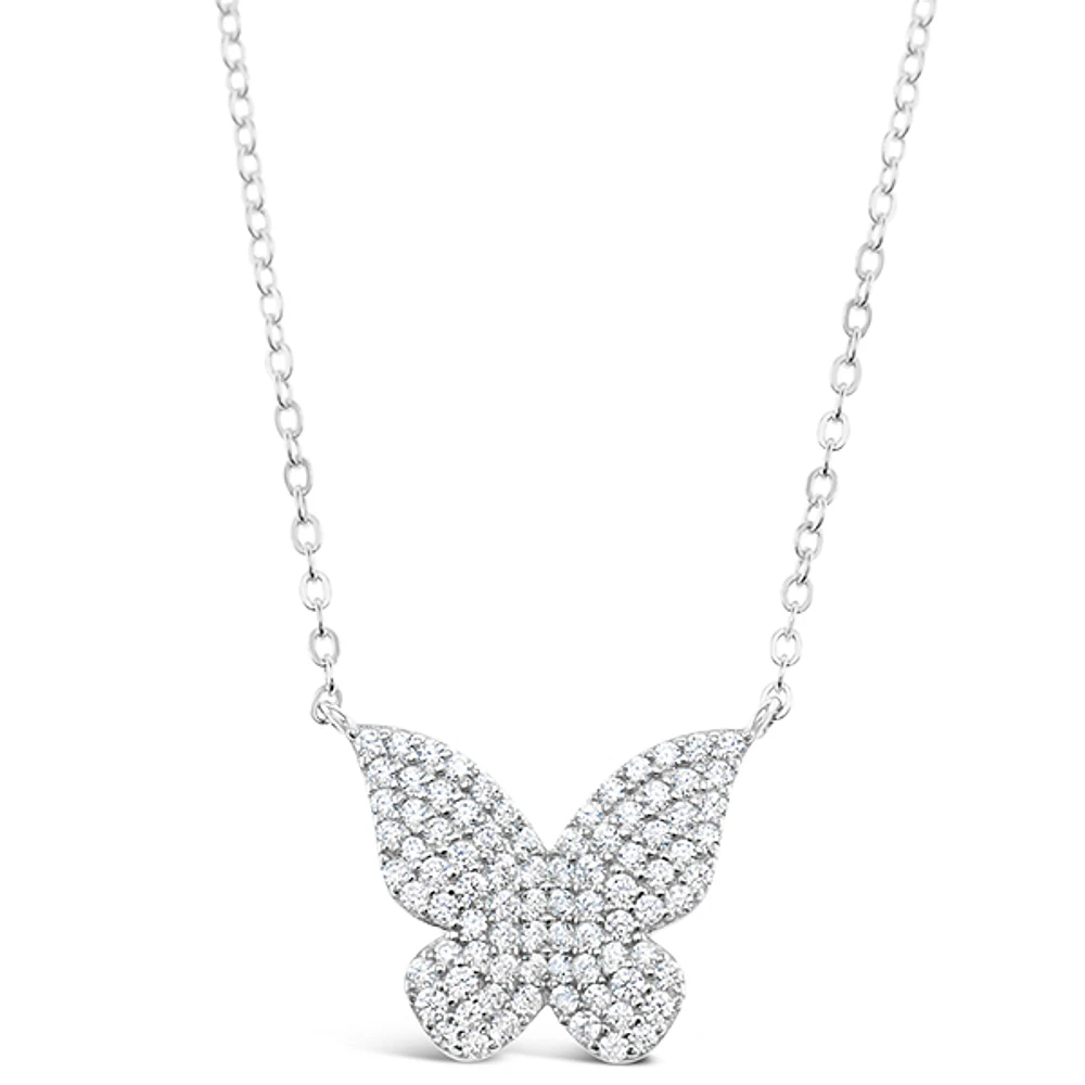 Sterling Silver Butterfly Cubic Zirconia Necklace