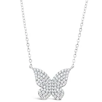 Sterling Silver Butterfly Cubic Zirconia Necklace