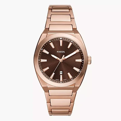 Fossil Everett Rose Gold-Tone Stainless Steel Watch 151316