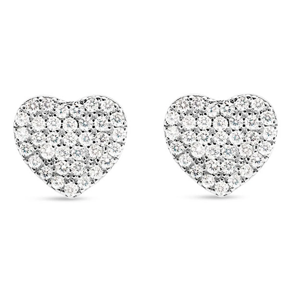 Sterling Silver Cubic Zirconia Heart Earrings 145007
