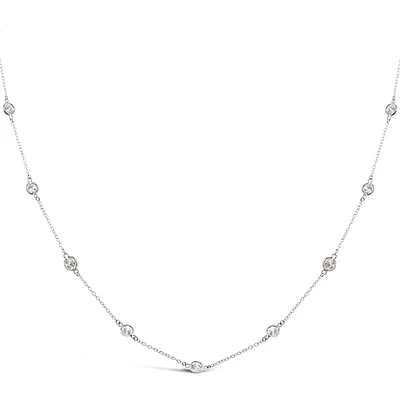 Sterling Silver Cubic Zirconia 4mm Bezel Necklace 143312