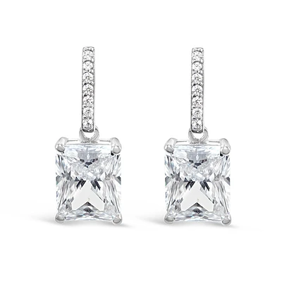 Sterling Silver Radiant Cubic Zirconia Drop Earrings 147700