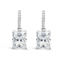 Sterling Silver Radiant Cubic Zirconia Drop Earrings 147700