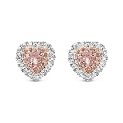 Sterling Silver Pink Heart Cubic Zirconia Earrings 153482