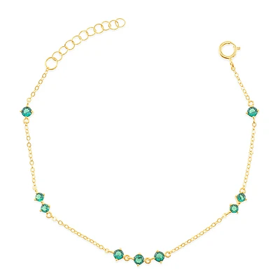Gold Plated Sterling Silver Green Cubic Zirconia Bracelet 153230