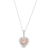 Sterling Silver Pink Heart Cubic Zirconia Necklace 153480