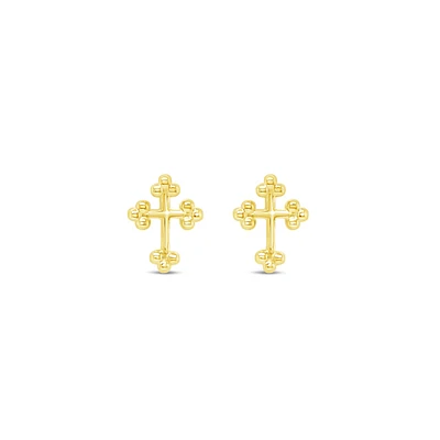 10k Yellow Gold Cubic Zirconia Cross Studs Earrings 153783