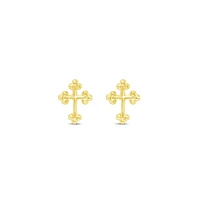 10k Yellow Gold Cubic Zirconia Cross Studs Earrings 153783