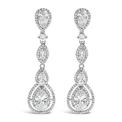 Bridal Cubic Zirconia Tear Drop  Earrings 125963