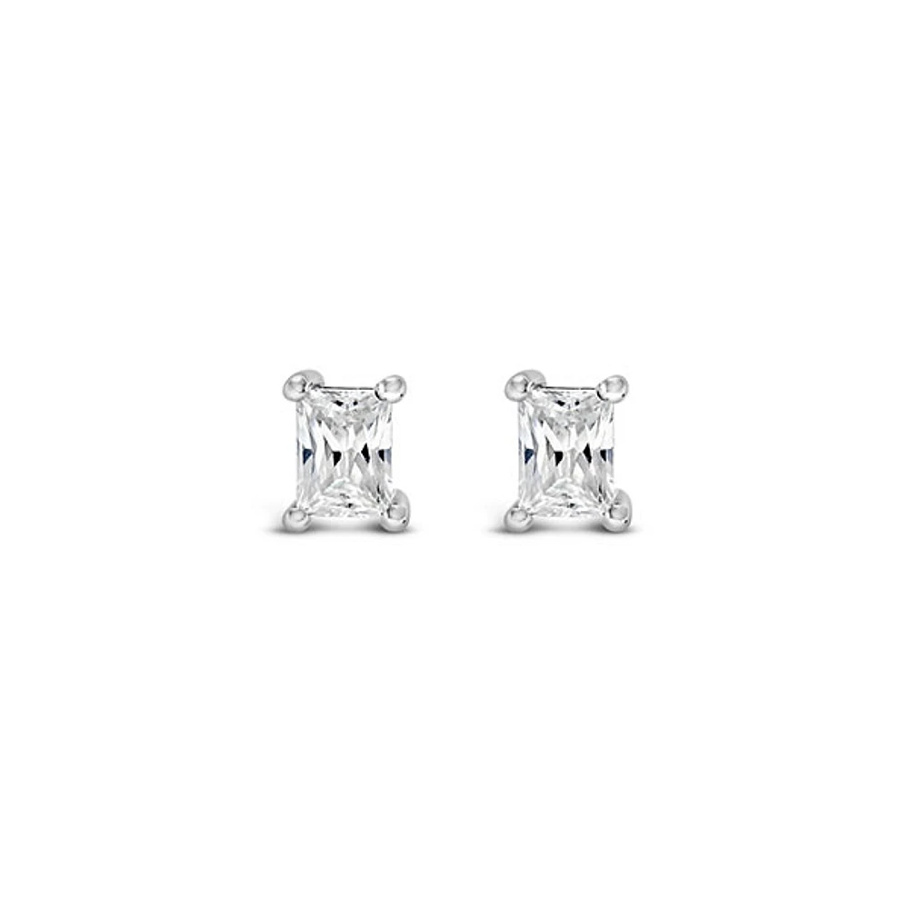 Sterling Silver Cubic Zirconia Baguette Studs 143348