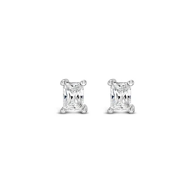 Sterling Silver Cubic Zirconia Baguette Studs 143348