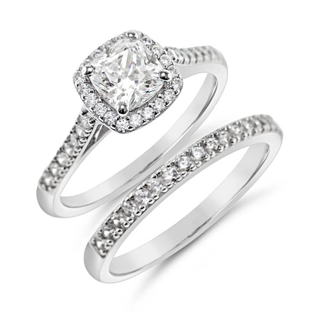 Sterling Silver Cubic Zirconia Square Set Ring 145717
