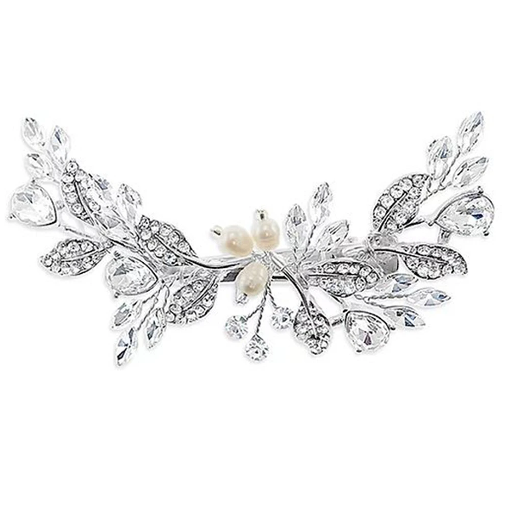 Bridal Silver Hair leaf Pearl Clip 137530