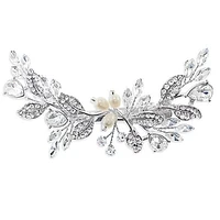 Bridal Silver Hair leaf Pearl Clip 137530