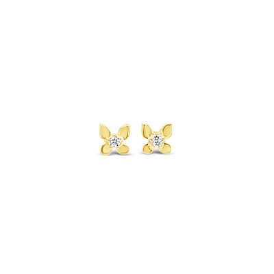 10k Yellow Gold Cubic Zirconia Butterfly Studs Earrings