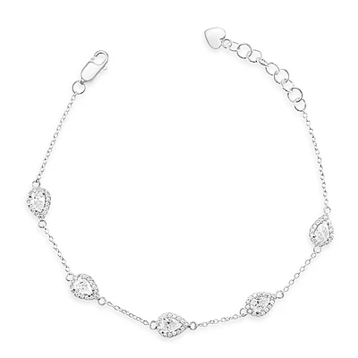 Sterling Silver Cubic Zirconia Teardrop Bracelet 146678