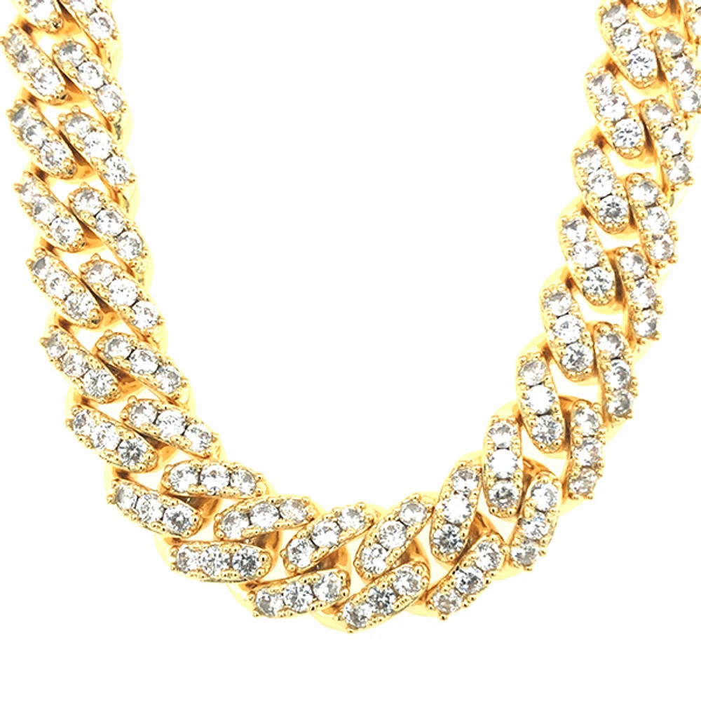 Fashion Cubic Zirconia Cuban Link 18" Inches Necklace