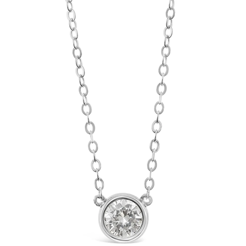 Sterling Silver Cubic Zirconia Bezel Necklace 143398