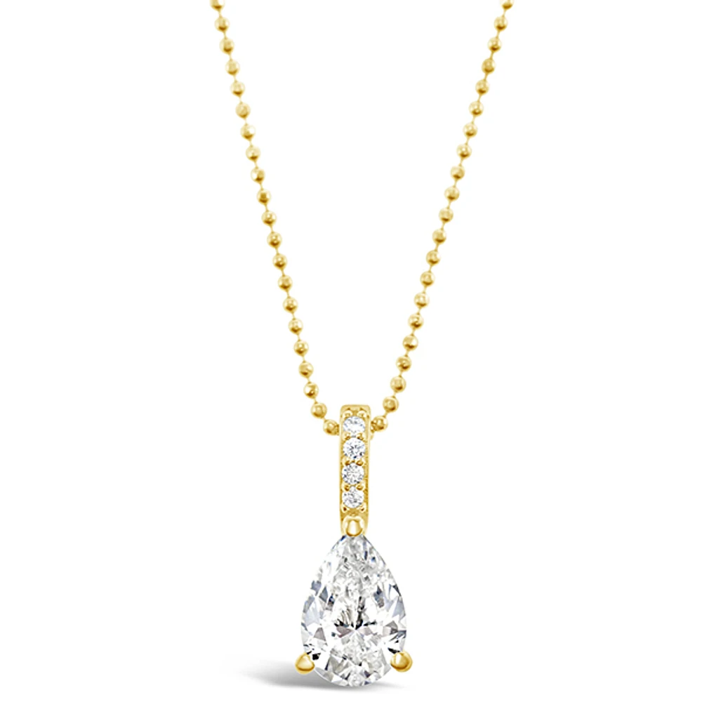 Gold Plated Sterling Silver Teardrop Cubic Zirconia Necklace 147704