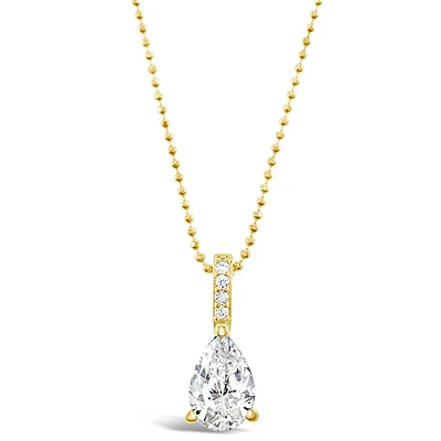 Gold Plated Sterling Silver Teardrop Cubic Zirconia Necklace 147704