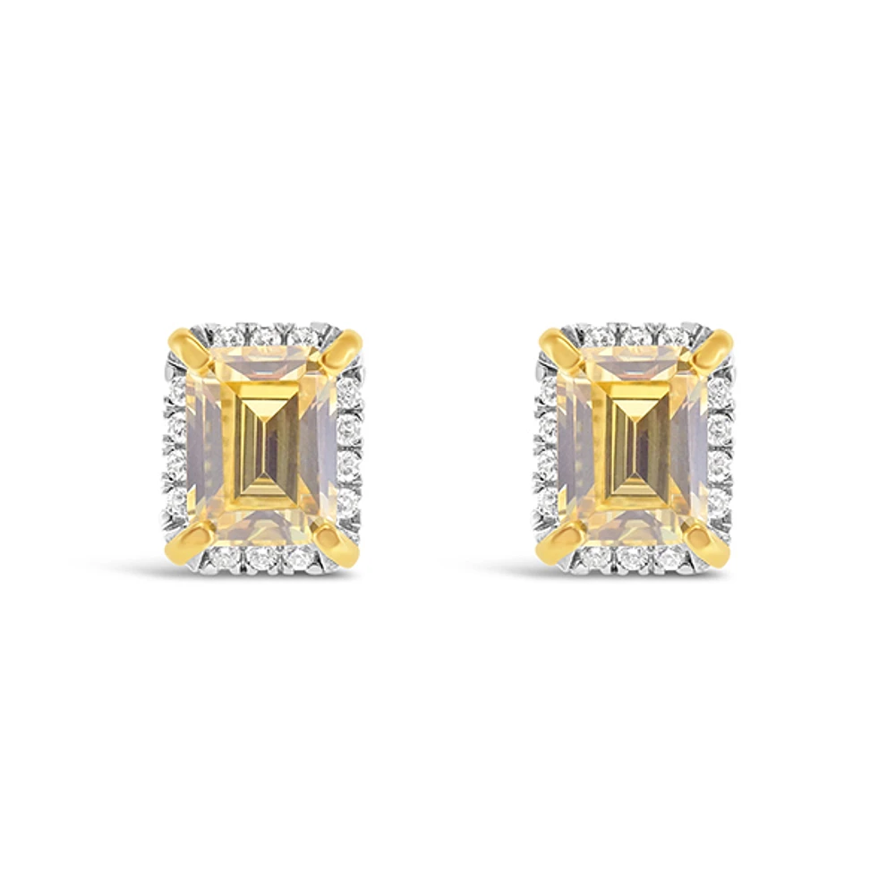 Sterling Silver Yellow Cubic Zirconia Earrings 151559