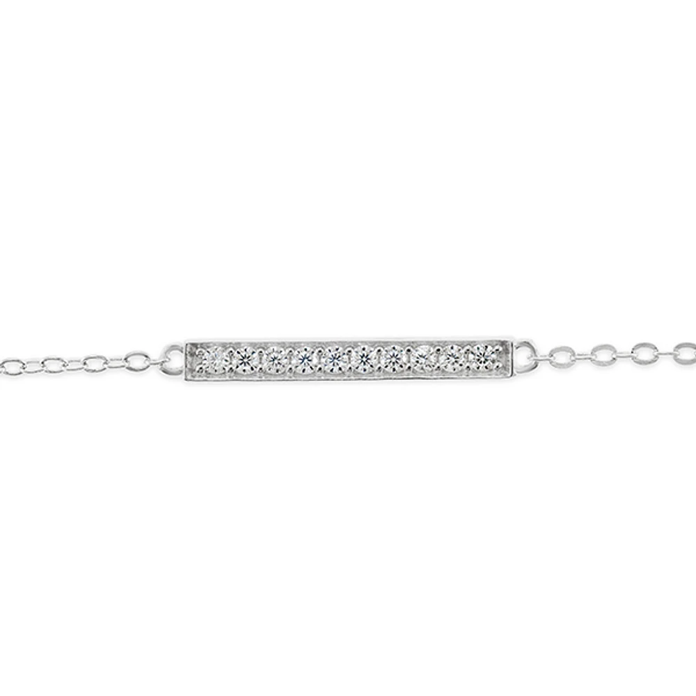 Sterling Silver Cubic Zirconia Pave Anklet 143324